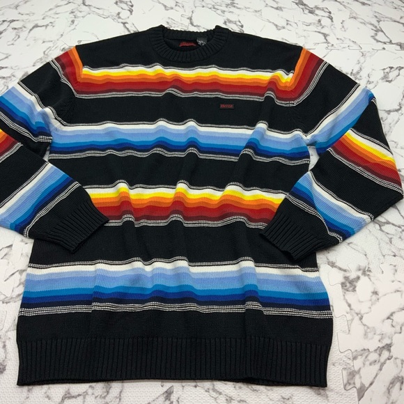 Men's Enyce Black Multicolor Crewneck Sweater